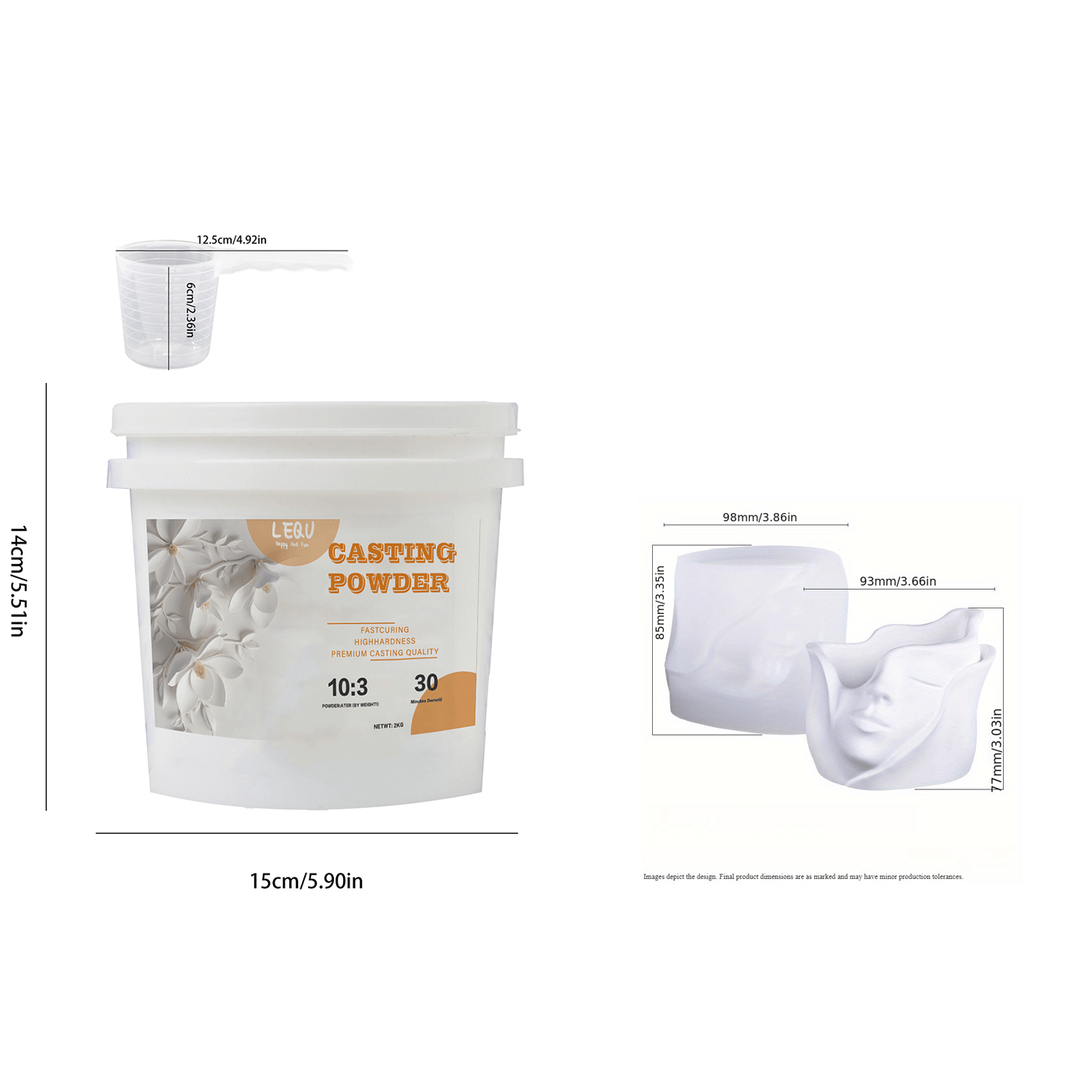 Image of 2kg Bucket Of Plaster Powder, Resin Molds, Diy Molds, Resin And Succulent Plant Pots - Gothic Style Home Decor, Halloween Props, And Dark Academic Creative Gifts
