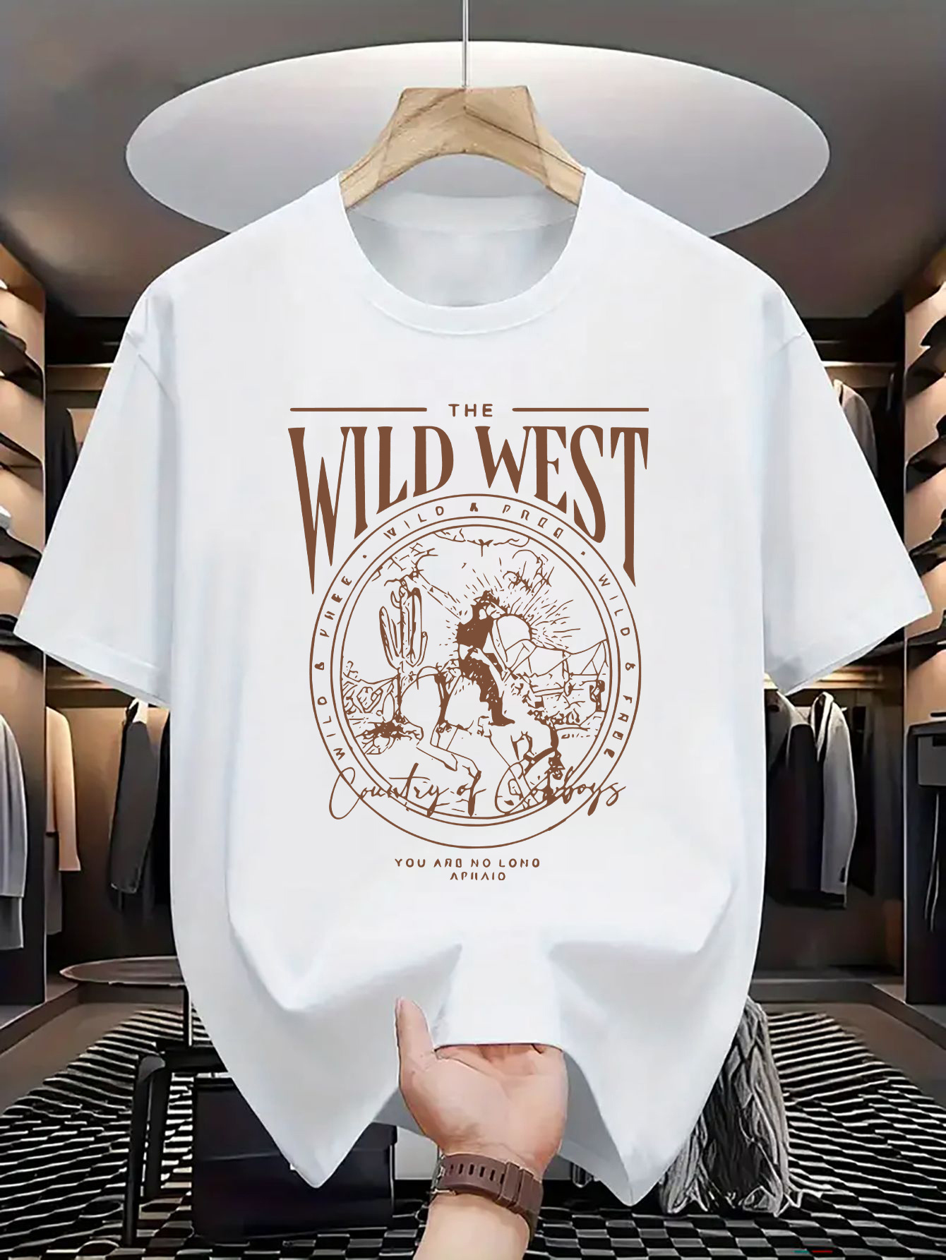 men's vintage western cowboy graphic t shirt wild west