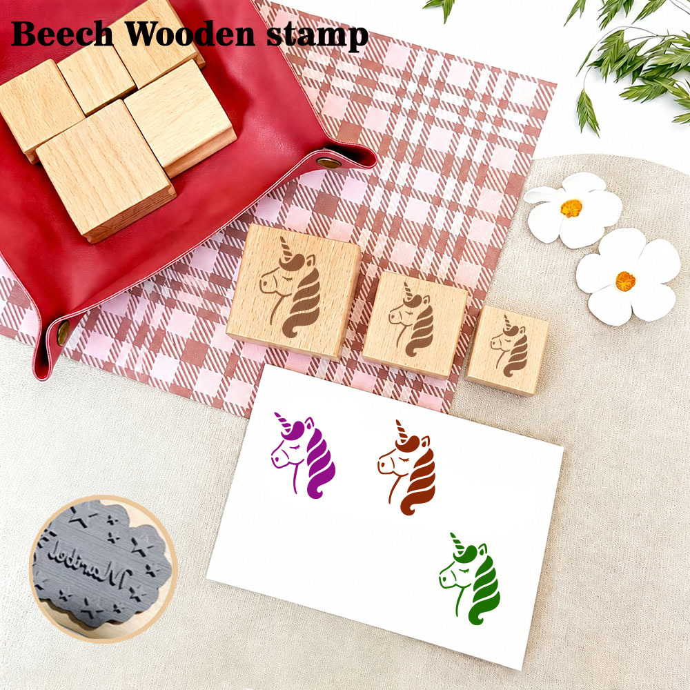 Cute Dreamy Unicorn Wooden Stamp for Journals & Greeting Cards