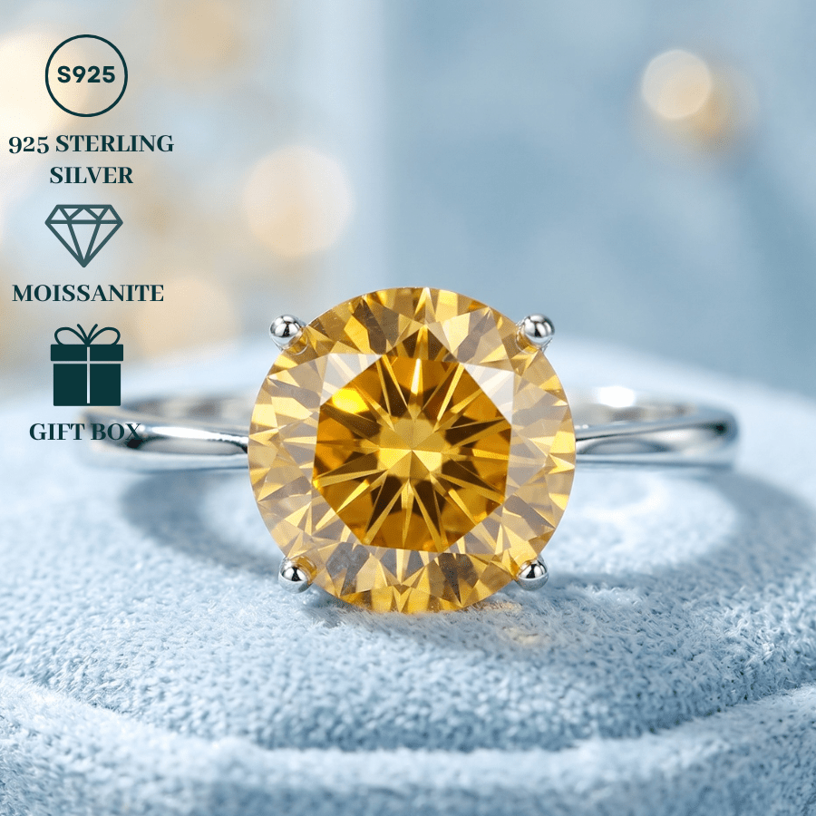 Stylish 2/3 Carat Champagne Moissanite Ring in 925 Silver