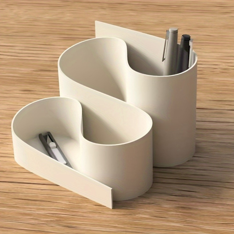 Top pick3D Printing Plastic Desktop Organizer with Pen Holder & Note Tray - 4-Section Curved Staircase Storage Box, Space-Saving Suitable for Office,, Desk Organization, Compact Modern Design for Pens, Markers, Sticky NotesOpen in new tab.