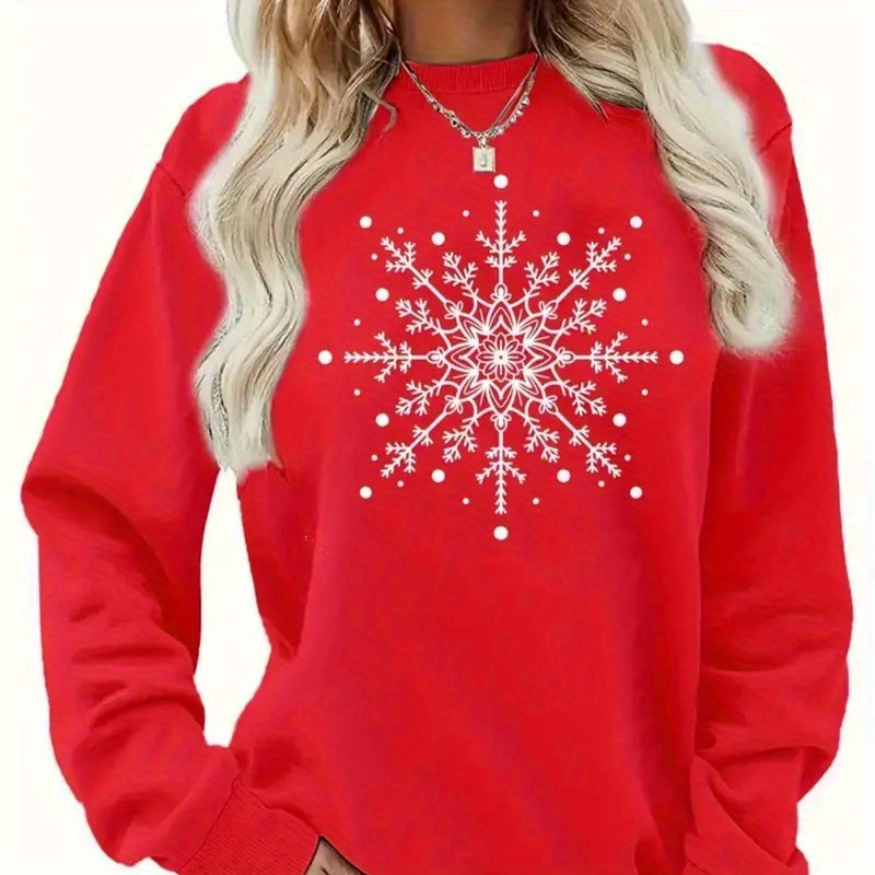

's Plus Size Sweatshirt, Long Pullover, Pattern, , , For Fall/, ,
