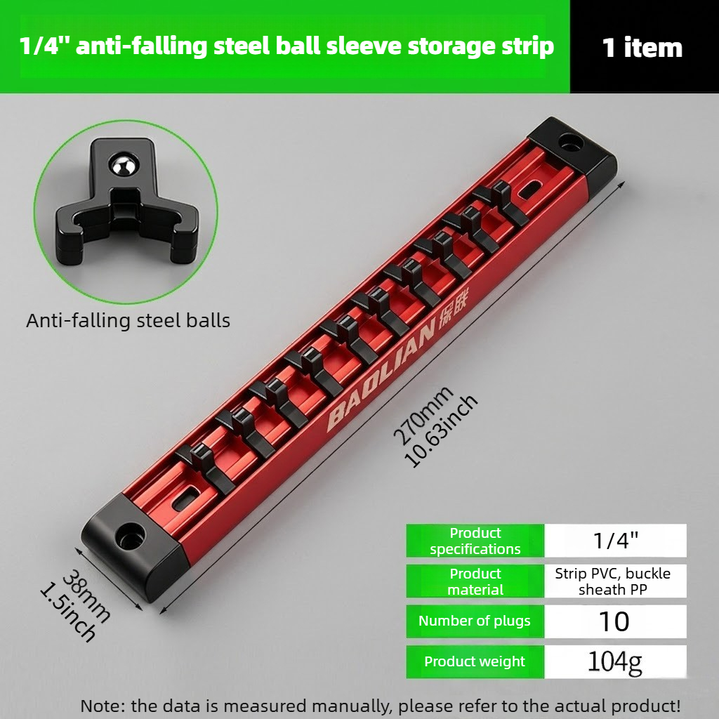 TEMU 1/2" 3/8" 1/4" Socket Organizer Rack, Pvc Slide Rail With Anti-drop Steel Ball Clips, Modular Combo Tray, Garage Essential