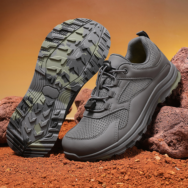 Image of Men's Wide Toe Hiking Sneakers - Breathable Upper & Sole, Non-slip Traction Suitable For Outdoor Sports, Walking, Casual Wear - Wide Fit Round Toe Low-top Shoes For, Durable Cushioning (for Terrains)