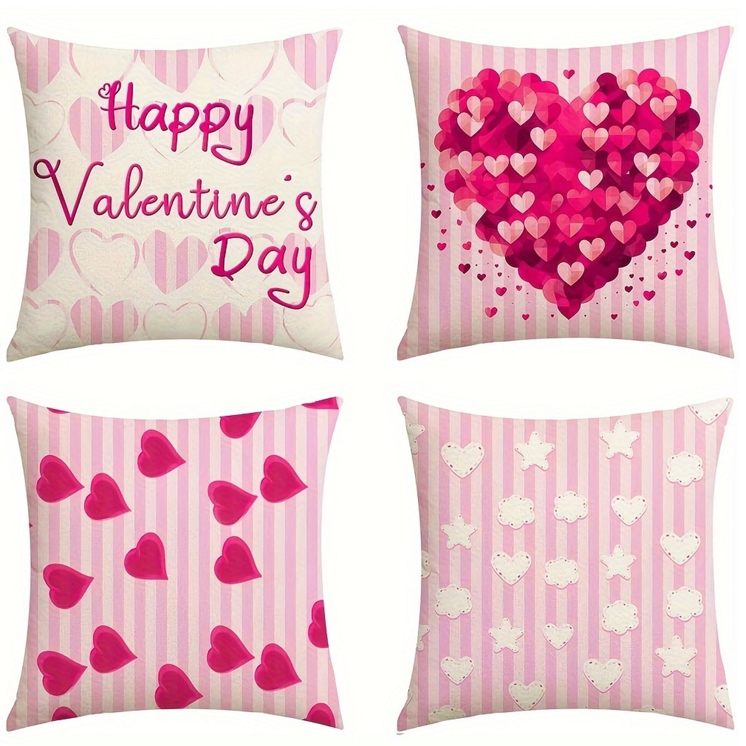 

4pcs Polyester Pink , Star Valentine's Day Pillow Covers, Home Decor, Room Decor, Office Decor, Living Room Decor, Sofa Decor (without Pillow )