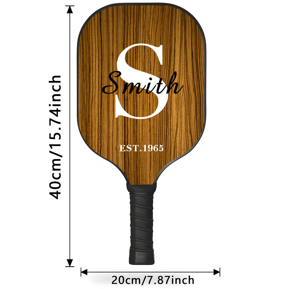 TEMU 1 Custom Pickleball Paddle With A Vintage Wood Grain Design, Featuring Personalized Name And Alphabet, To Advanced Players, Suitable For Indoor