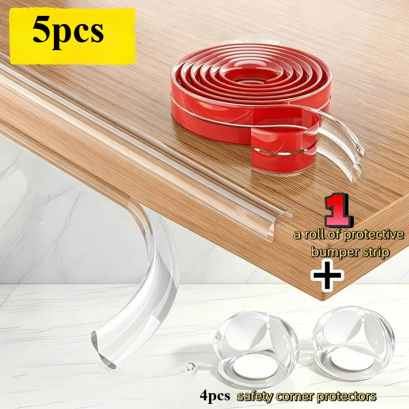 TEMU Set di 5 protezioni angolari in silicone , striscia di protezione per bordi da 3 + 4 cuscinetti anticollisione per angoli di tavoli, realizzati