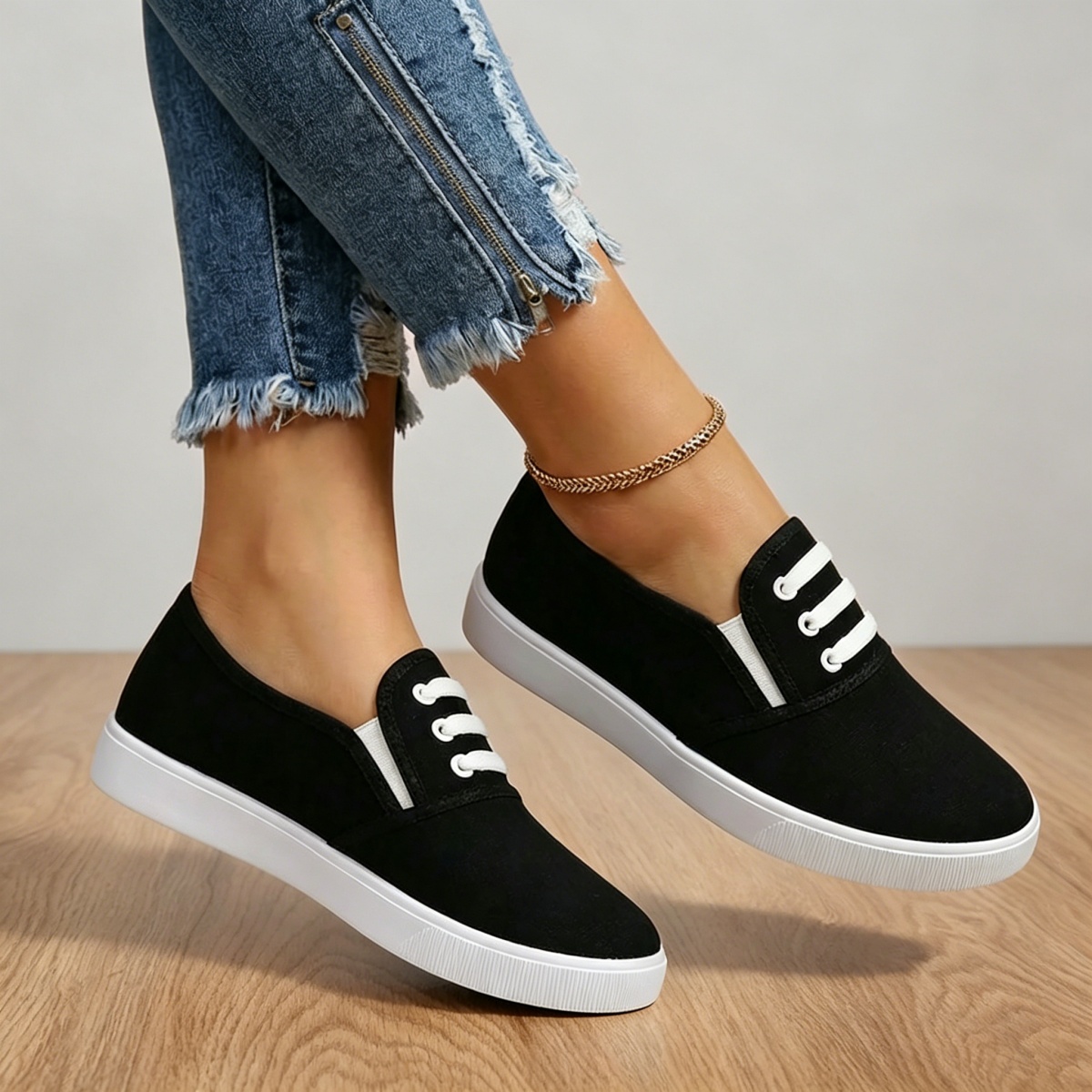 TEMU [sneakers] Women's Skate Shoes, Perfect For Cafe Dates, With Athletic Pants For A Vibrant Casual Look, Exuding A Literary Retro Vibe, Flowing