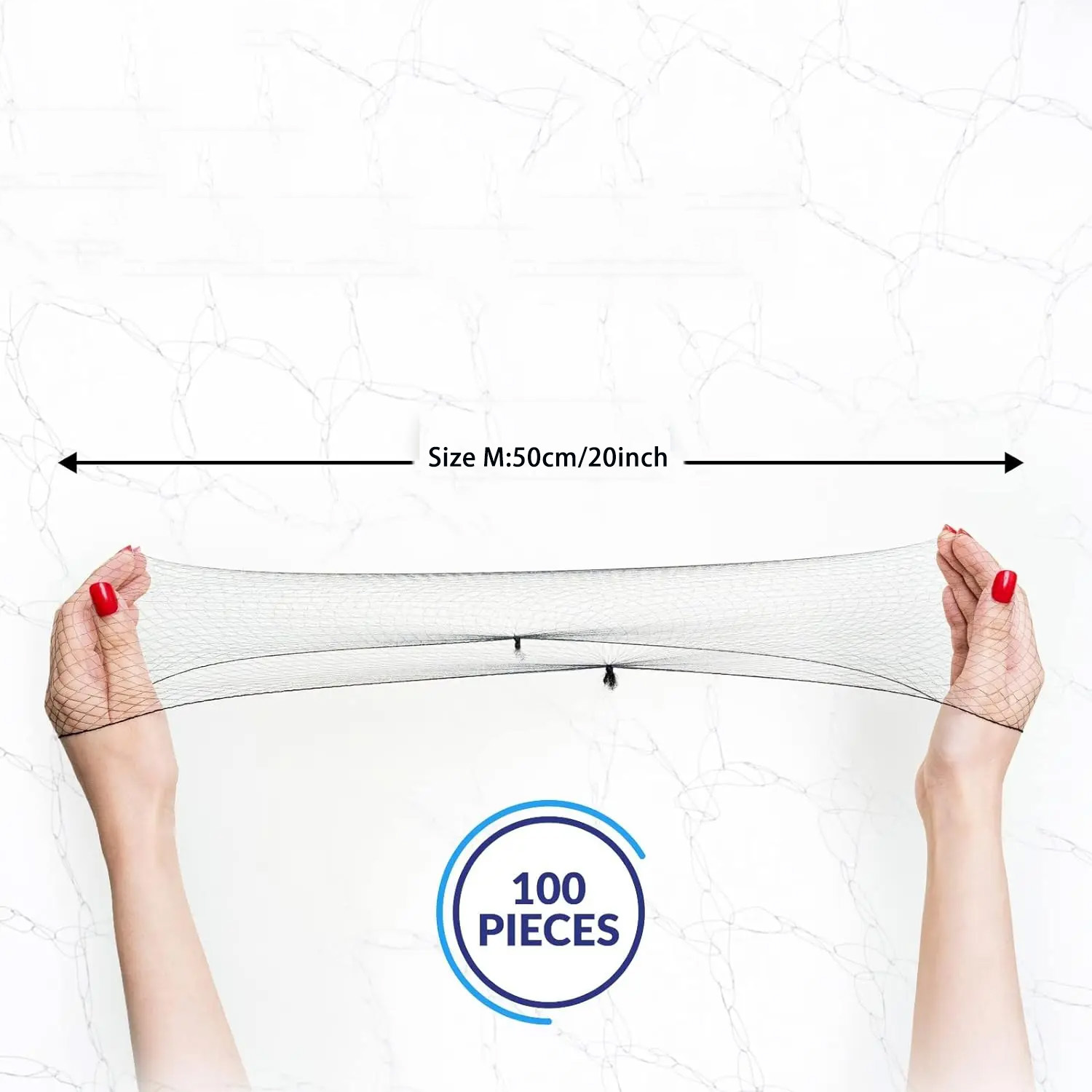TEMU 100pcs Black Hair Nets, 16/20/24 Inches Optional, Elastic Invisible Mesh Hair Nets For Food Service, Ballet Buns, Sleeping, Women's Updos, And