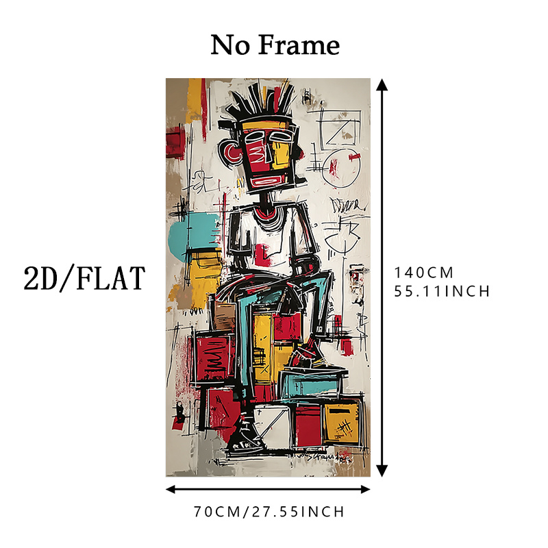 TEMU 2d Flat, 2d Flat, Large Canvas Print Featuring An Abstract Figure Composition, Measuring 27.5x55.1 Inches (70x140 Cm), Perfect For Home Decor.