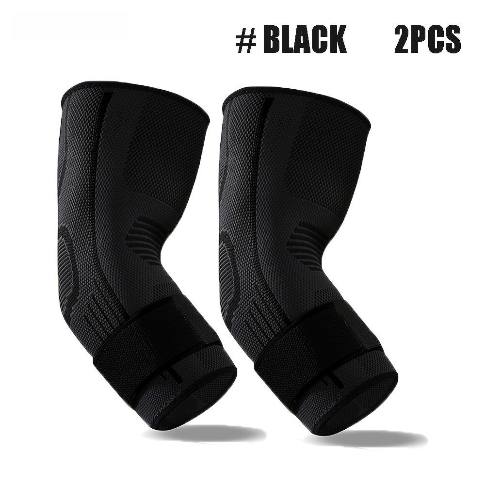 2pcs/1 Pair Black, Orange, And Green Tri- Elbow Support Braces - High-elasticity Breathable Design - Universal For Fitness Training And Yoga
