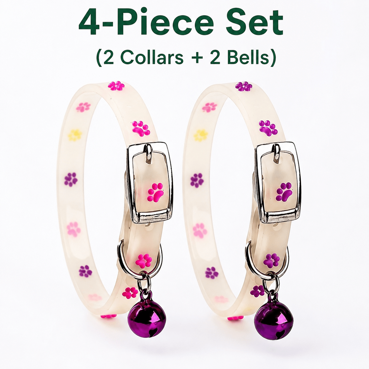 TEMU Juego de 4 piezas (2 collares + 2 campanas, colores aleatorios) - Collar para mascotas que en , collar y para mascotas para , collar para