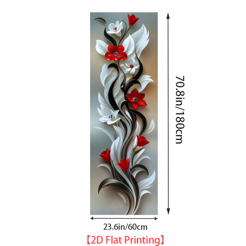 Image of [2d Flat Printing] 1pc Fridge Magnet Sticker 60 X 180 Cm Decorative Style Floral Scene Theme Design Wall Sticker Self-adhesive Suitable For Cabinets And Wardrobes, Modern Kitchen Decor Home Sticker