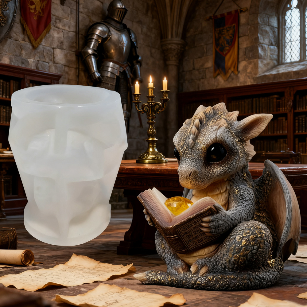 Image of 3d Cute Dragon Silicone Mold For Diy Candle, Resin, Wax & Soap Making - Detailed Dragon-shaped Mould With Scales, Eyes & Mouth, Fantasy Crafts, Party Favors, Epoxy Resin Art Projects, Gift & S