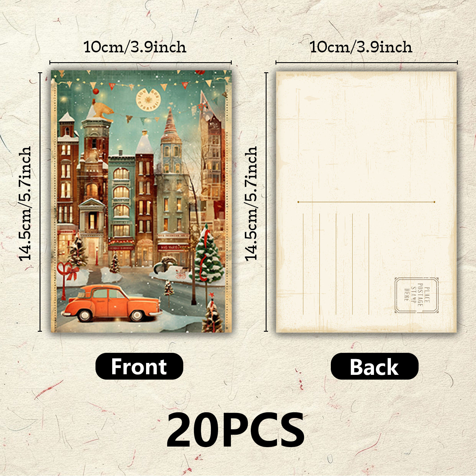 TEMU A Set Of 20 Vintage Christmas Postcards Featuring 20 Different Holiday Designs Including Christmas Trees, Bells, Candles, Churches, And Snowy
