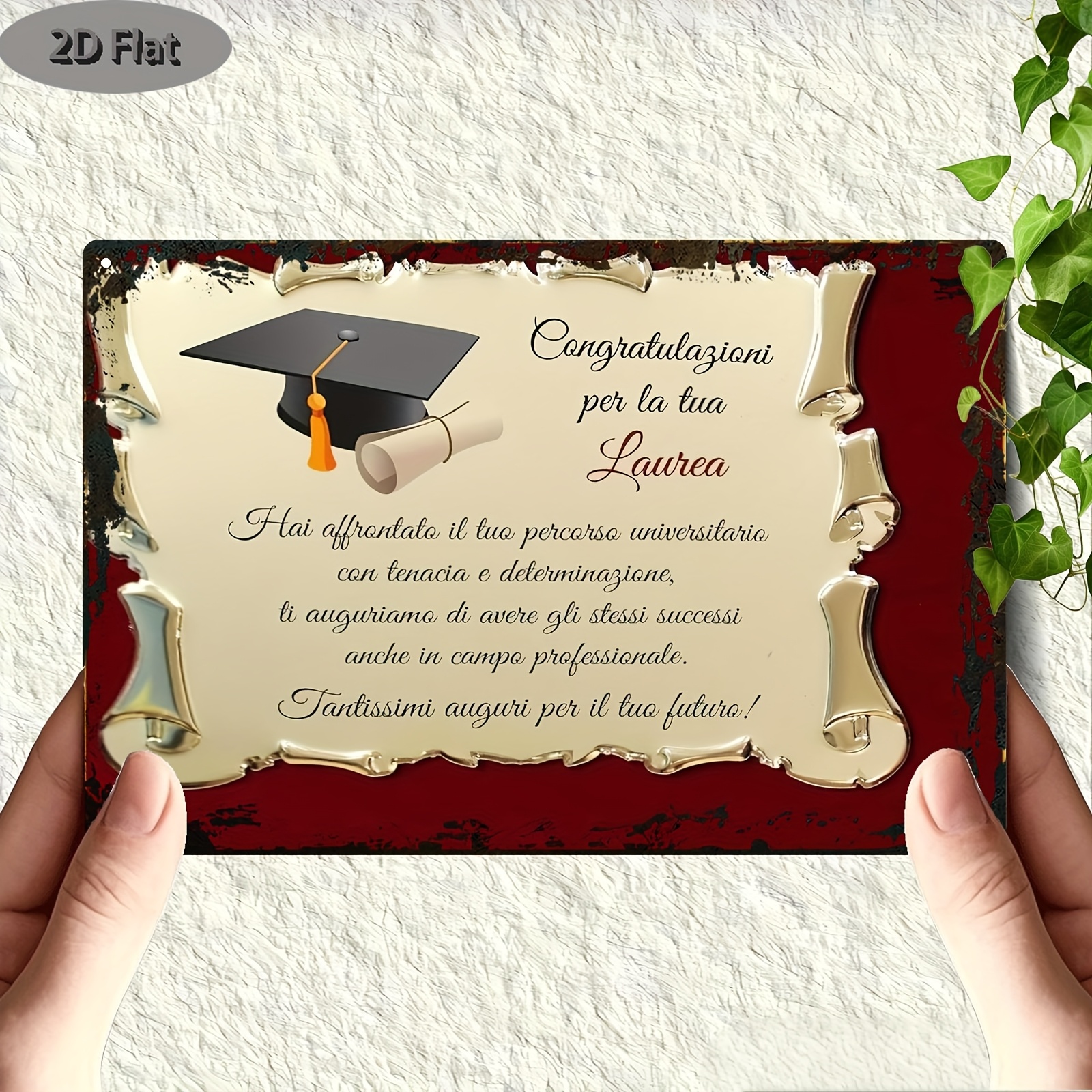 TEMU 1 pz Replica di Diploma di Laurea - Diploma Testo in e Inglese con e Design a Pergamena , Targa Decorativa da Parete in Metallo di Ferro Adatta