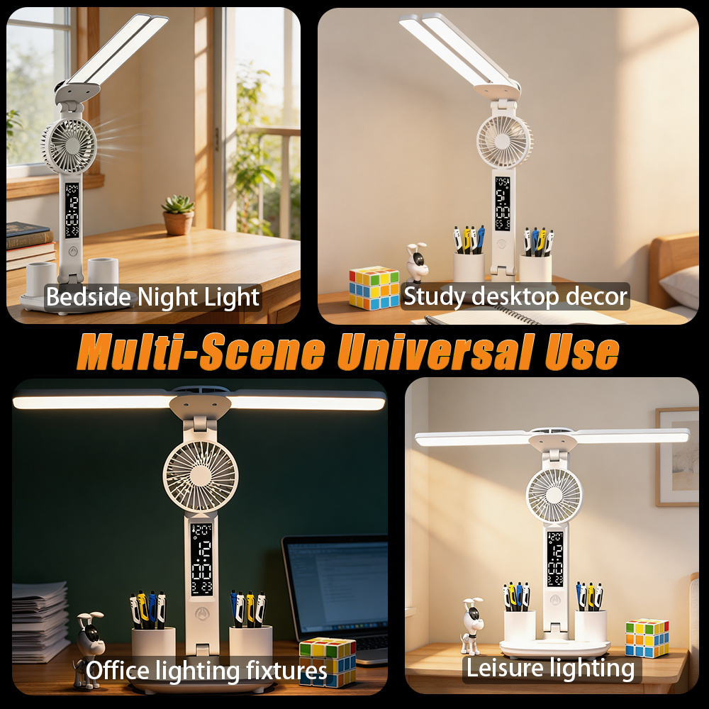 multifunctional fan desk lamp reading light dual head led table lamp 3   usb powered office and study soft light fan desk lamp with dual adjustable heads eye protection desk lamp for living room bedroom   modern lighting lamp Product details 11