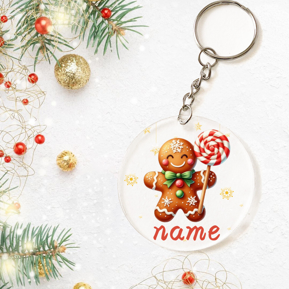 TEMU Llavero de acrílico con diseño personalizado de Hombre de Pan de Jengibre para Navidad, como llavero decorativo con , ideal como regalo para , o