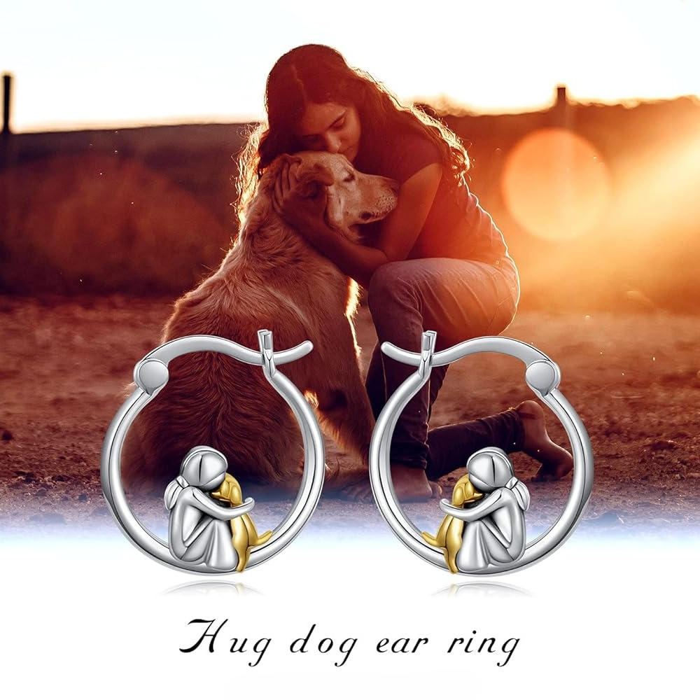 E-shop Einfacher Stil Doppeltöner Menschen Haustiere Umarmungsdesign Kreisohrringe für Frauen Party Urlaub Casual Ohrringe Accessoires