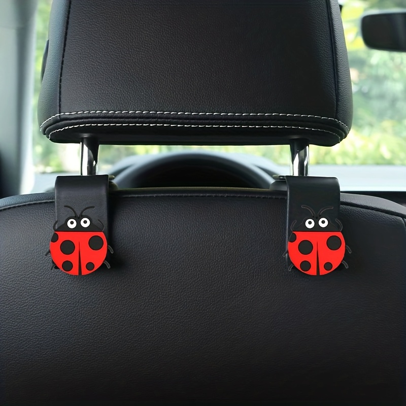 TEMU Lot de 2 crochets de siège de voiture, crochets de rangement multifonctionnels décoratifs de coccinelle. Décorations de voiture