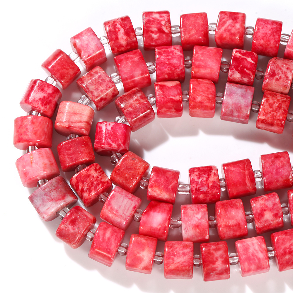 Natural Stone Red Jasper Barrel Beads for Jewelry Making