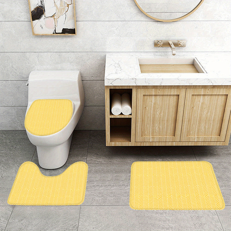 TEMU シェブロン柄 フ 滑り止めトイレマット 、吸水・洗濯可能 バスマット、浴室・キッチン用 装飾ホーム、心地よいフロアデコレーション