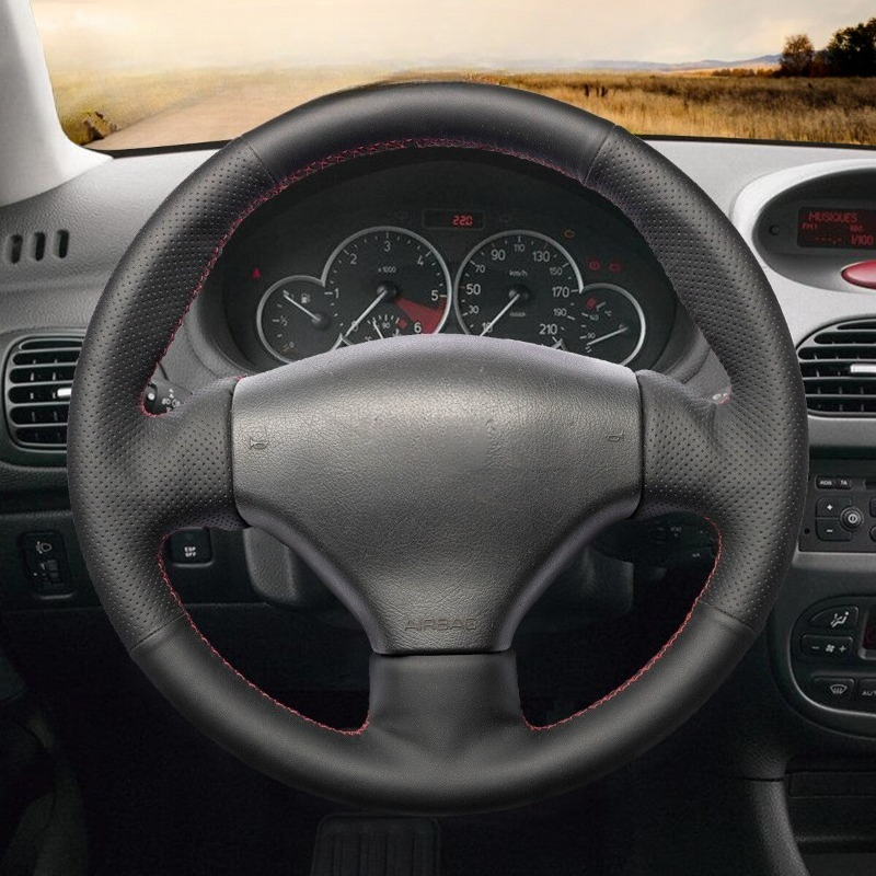 TEMU Steering Wheel Cover (red Thread) For (2003 Model) And 206 Cc (2005 Model)