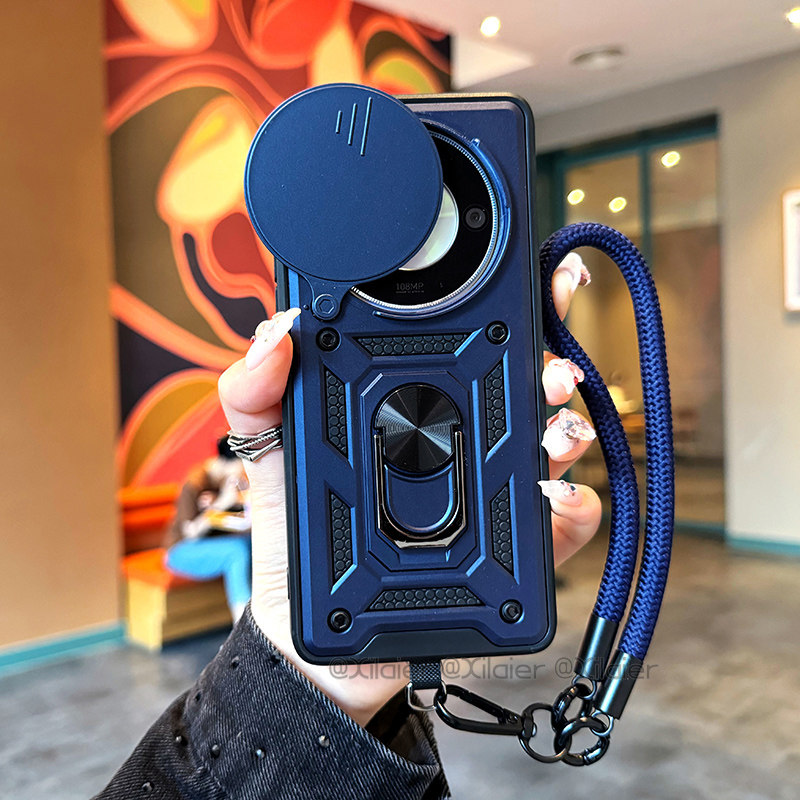 TEMU Phone Case - Shockproof Armor Phone Case X9d/x9c/x9b/x9a, With Sliding Camera Cover, Ring Holder Kickstand & Wrist Lanyard, Heavy Duty Rugged