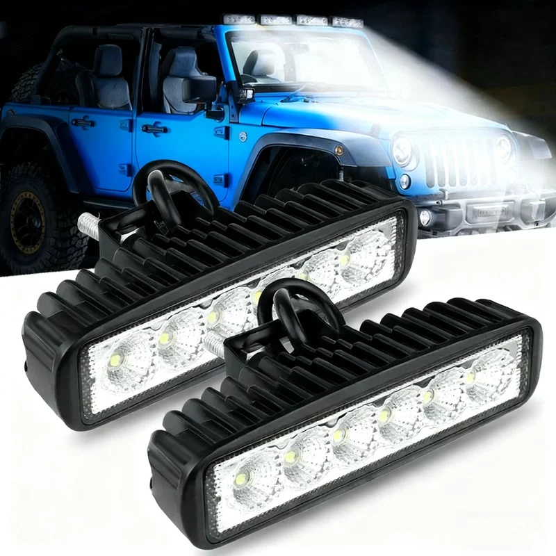 TEMU 2pcs 6 Led White Lights That Continuously To Dark Environments; Ideal For Use As Off- Lights, Without Battery