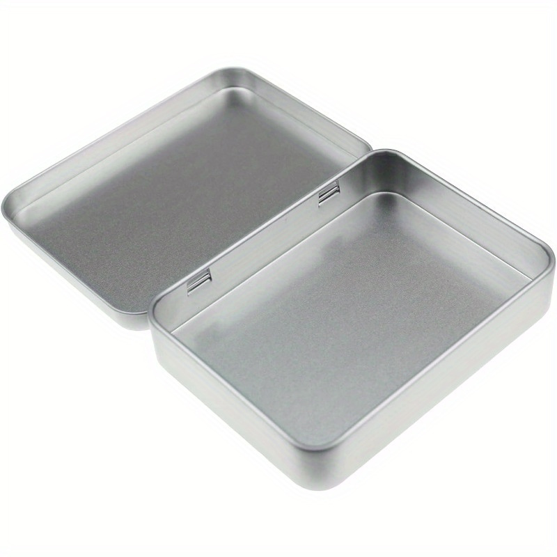 12pcs rectangular metal empty hinged tins containers   home storage organizer mini box set 3 94 x 2 76 x 0 79 inches silvery