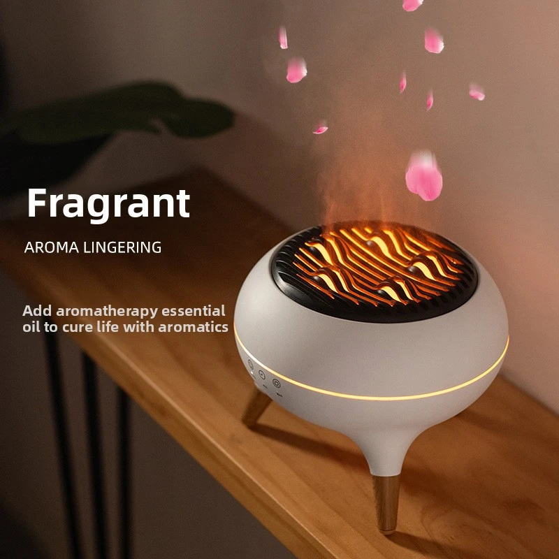 multicolored flames, smart home aroma diffuser desktop flame humidifier, large mist output, music atmosphere with multicolored lights. details 2