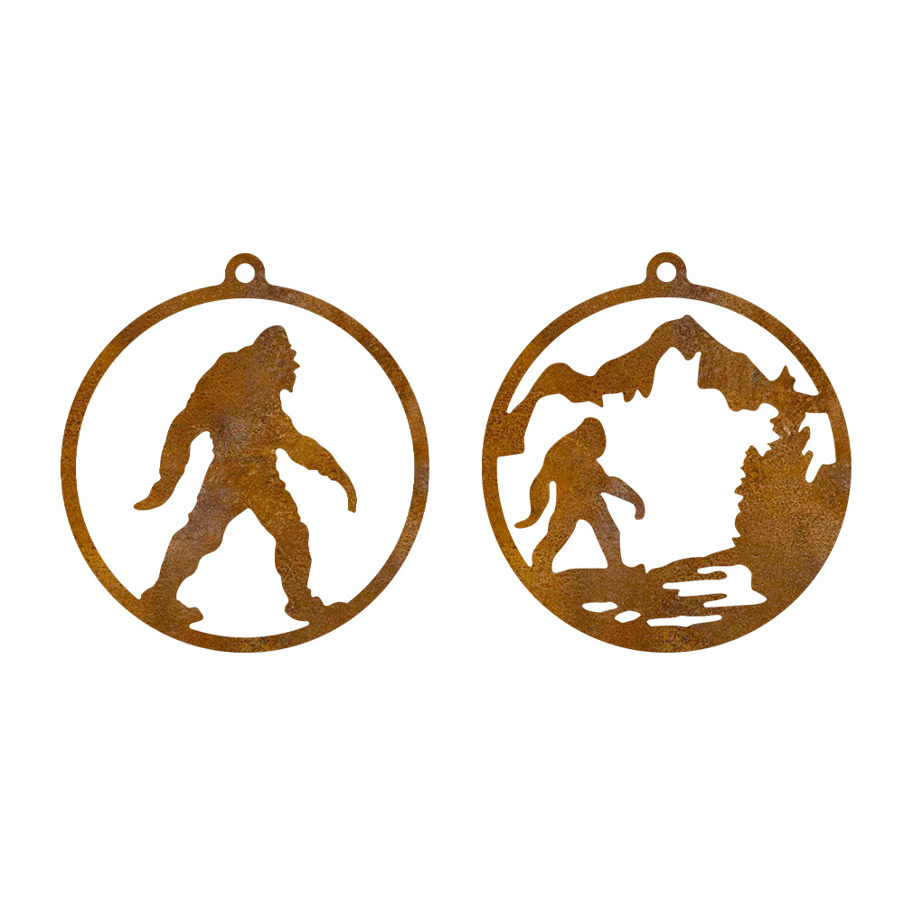 TEMU 2pcs Christmas Rusty Metal Sasquatch Hanging Ornament, Decoration For The Christmas Tree, Garden Art, A Housewarming Present, Holiday Decoration