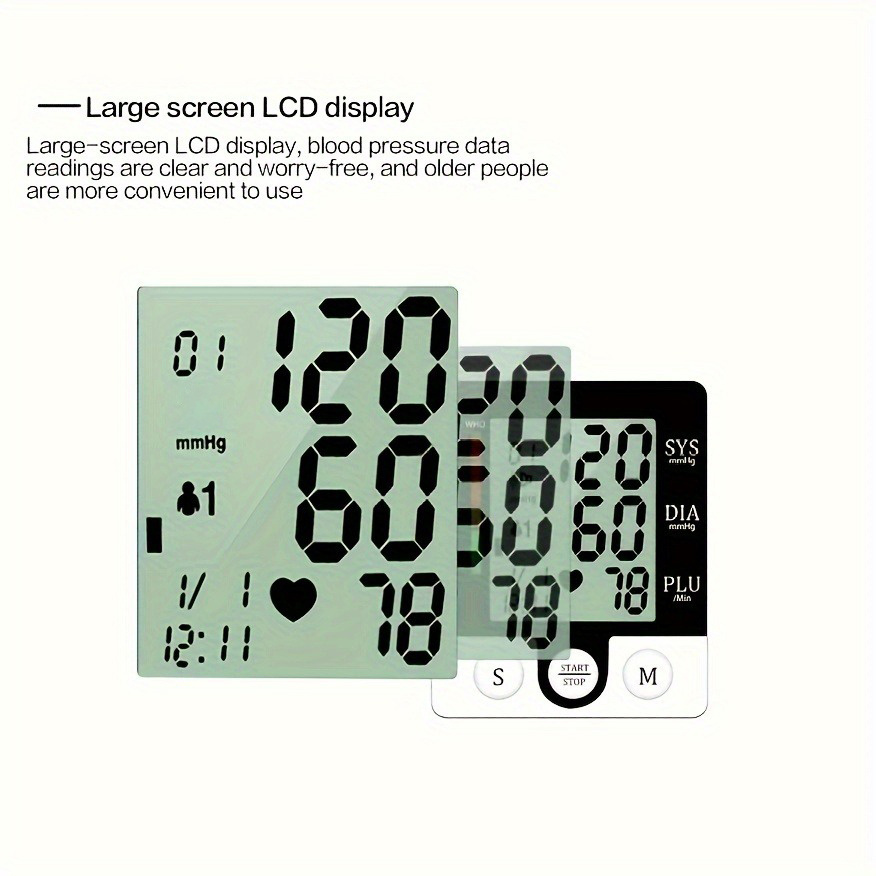 1pc   kun wrist   automatic wrist bp monitor blood pressure cuff for home use adjustable cuffs for adult electronic digital large lcd display with battery and carrying case Product details 4