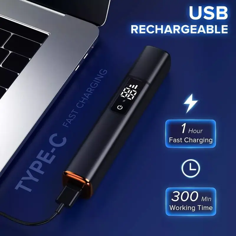 ear and nose hair trimmer with led display usb rechargeable nose trimmer portable washable cutter head ear trimmer led display all metal body vacuum cleaning fathers day gift Product details 2
