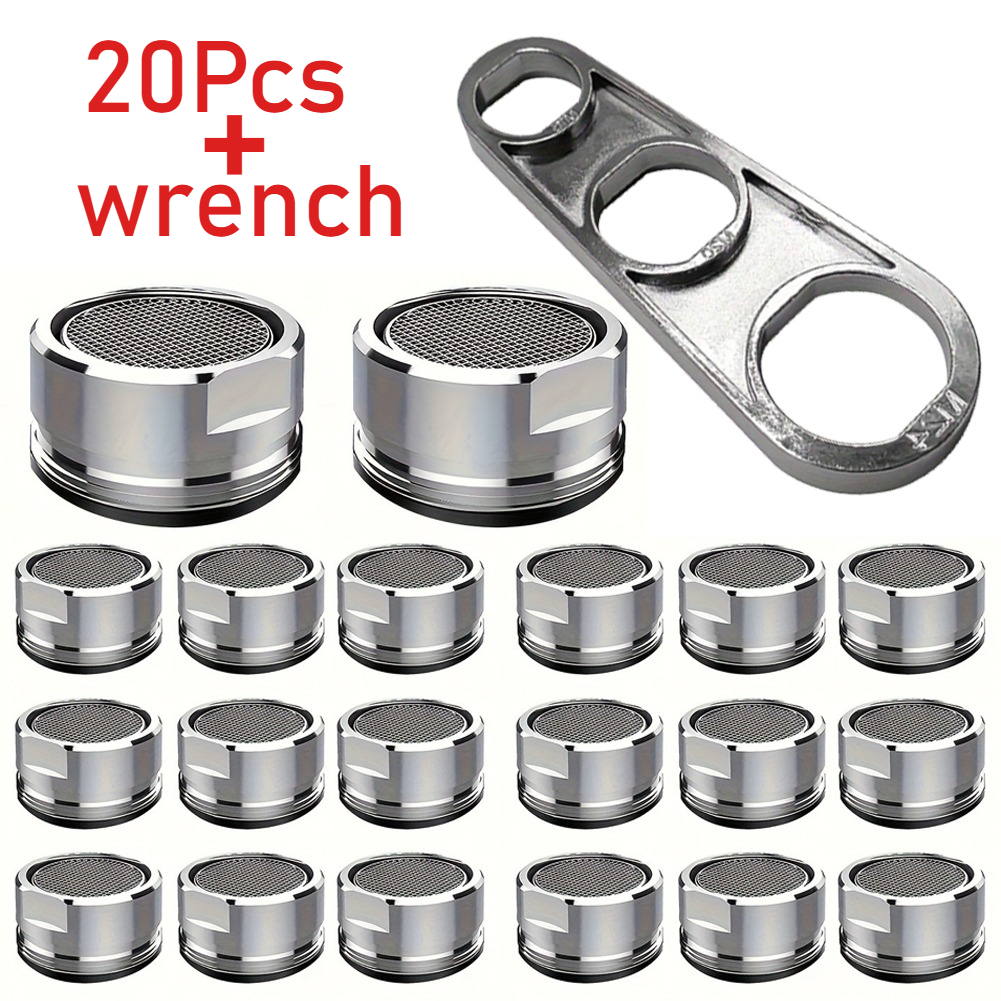 Image of 20pcs Faucet Aerator+1pc Wrench Aerators Water Faucet Tap Nozzle Thread Replaceable Kitchen Faucet Filter Mouth Bathroom Faucet Bubbler Bathroom Parts