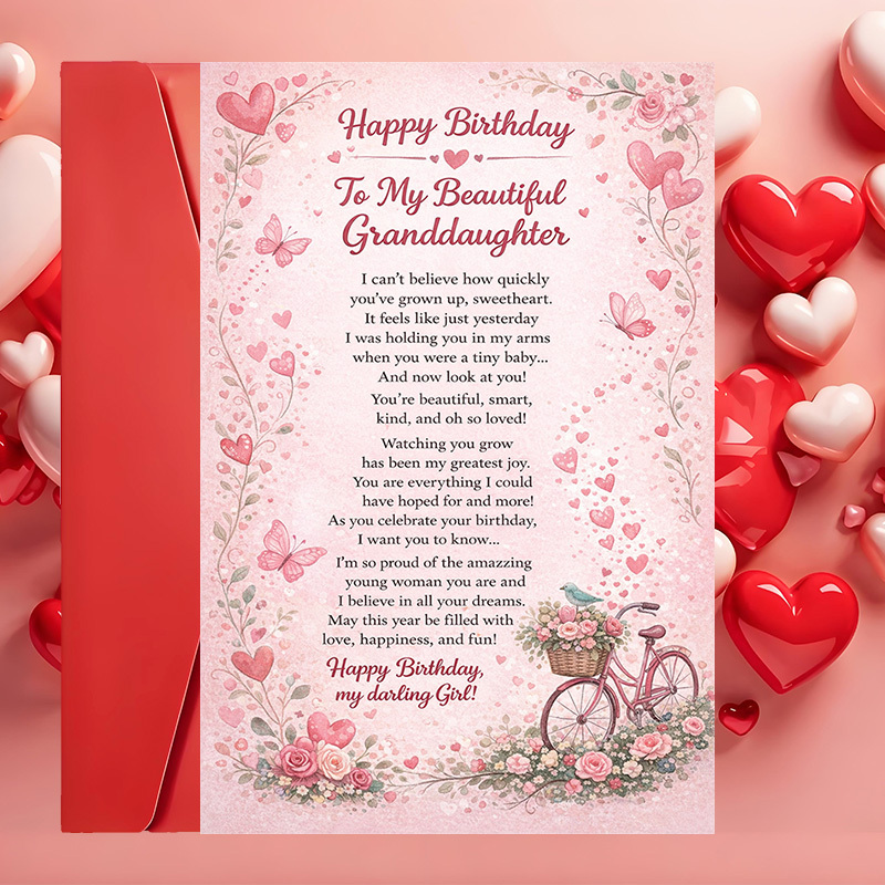 TEMU 2pcs (one Envelope And 1 Greeting Card)beautiful Birthday Card For Granddaughter With Heart And Perfect Gift For Grandparents To Special Moments