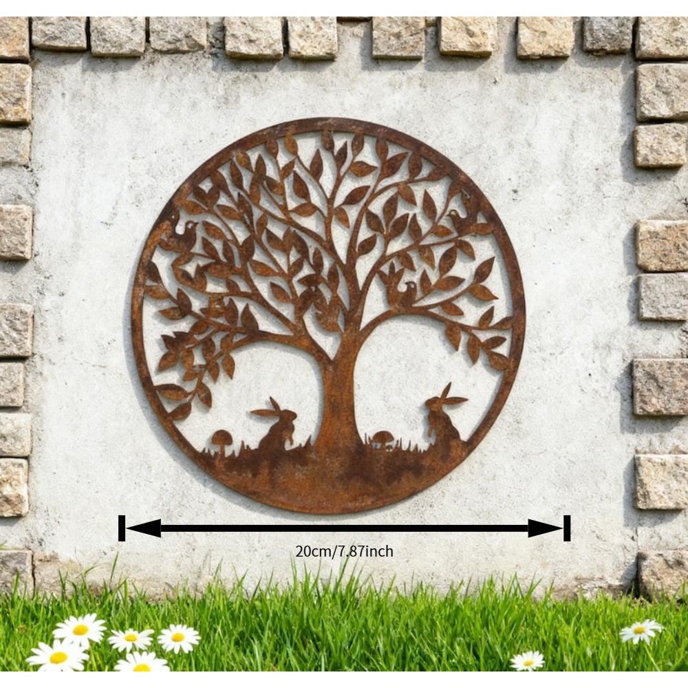 TEMU [2d Flat] [2d Flat] Handmade Celtic Tree Of Life 1pc Acrylic Wall Hanging With Rabbit Silhouette - Rustic Thick Style, Suitable For Outdoor