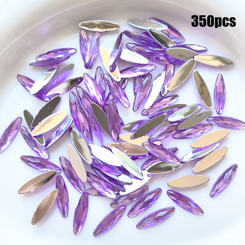 TEMU 350 piezas de pedrería acrílica bohemia de ojo de caballo de 0.4*1.5 cm/0.16*0.59 in, aleatorios, para manicura DIY, joyería, ropa y decoración