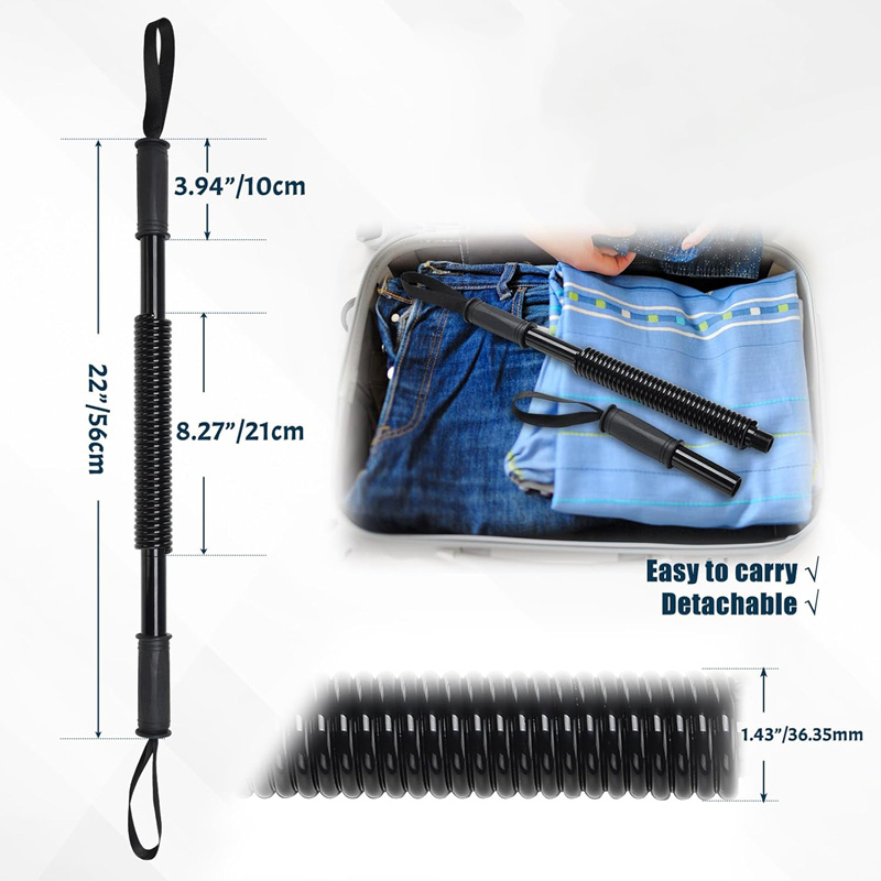 Image of 1x 60kg Heavy-duty Spring Bar | Professional For Chest, Shoulder, Back & Arm Muscle Building, Great Fitness Gift For Enthusiasts, Carbon Steel
