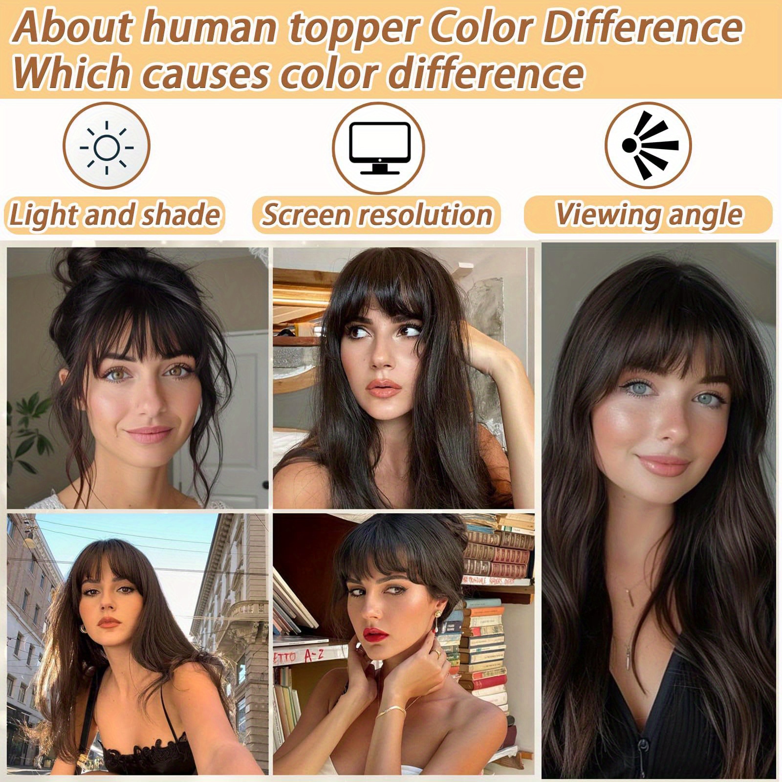  2 dark brown straight human hair topper with bangs for women real human hair toppers for thin hair 8inch 10inch hairpieces details 7