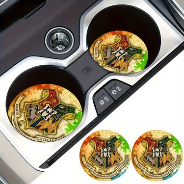 2 Piezas de Posavasos Warner Bros. Escuela Hogwarts, Ideales para Autos, Camionetas y SUVs - Perfectos para Vehículos y Mesas de Oficina en Casa