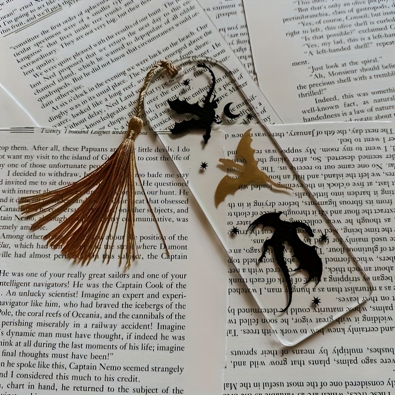 TEMU Dragon-themed Acrylic Bookmark Suitable For Books & -readers - 2d Flat Page Holder With Dragon, Lightweight Bookmark Gift For Book Lovers, For,,