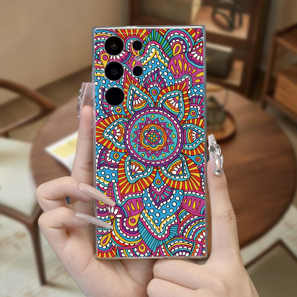 TEMU A Stylish And Elegant Anti-drop Phone Case Featuring Ethnic Floral Patterns. Designs For And For Galaxy Models Including A56, S23, S23 Plus, S23