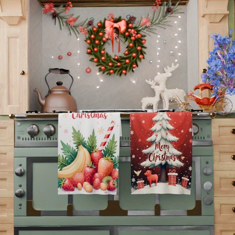 2pcs 18 .04 cm kitchen towel tea towel christmas   merry christmas kitchen decoration christmas decorations soft christmas kitchen towel christmas towel towel gift decoration tscdj details 0