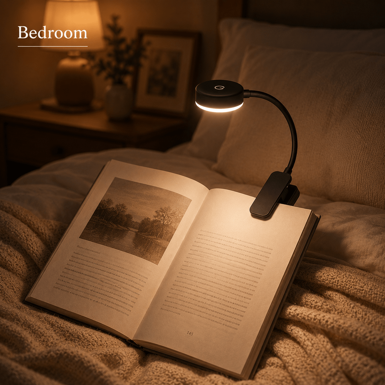 Portable Stepless Dimmable Clip-On Book Light for Reading