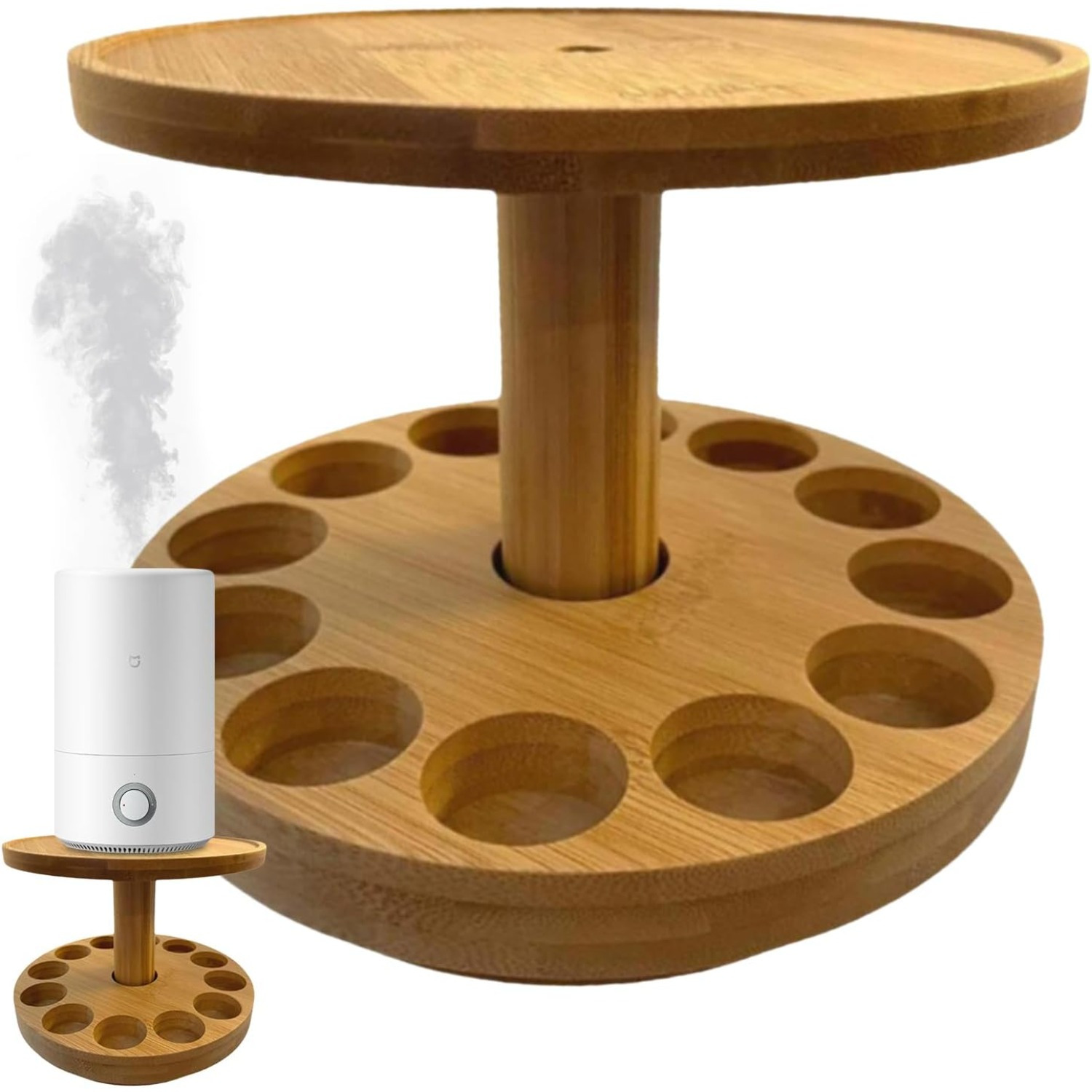 E-shop Duftöl-Organizer, Öl-Diffusor-Halter – Holz-Duftorganizer | 2-stufiger Parfümöl-Diffusor-Präsentationsständer, Kosmetik-Parfümhalter für Räume,