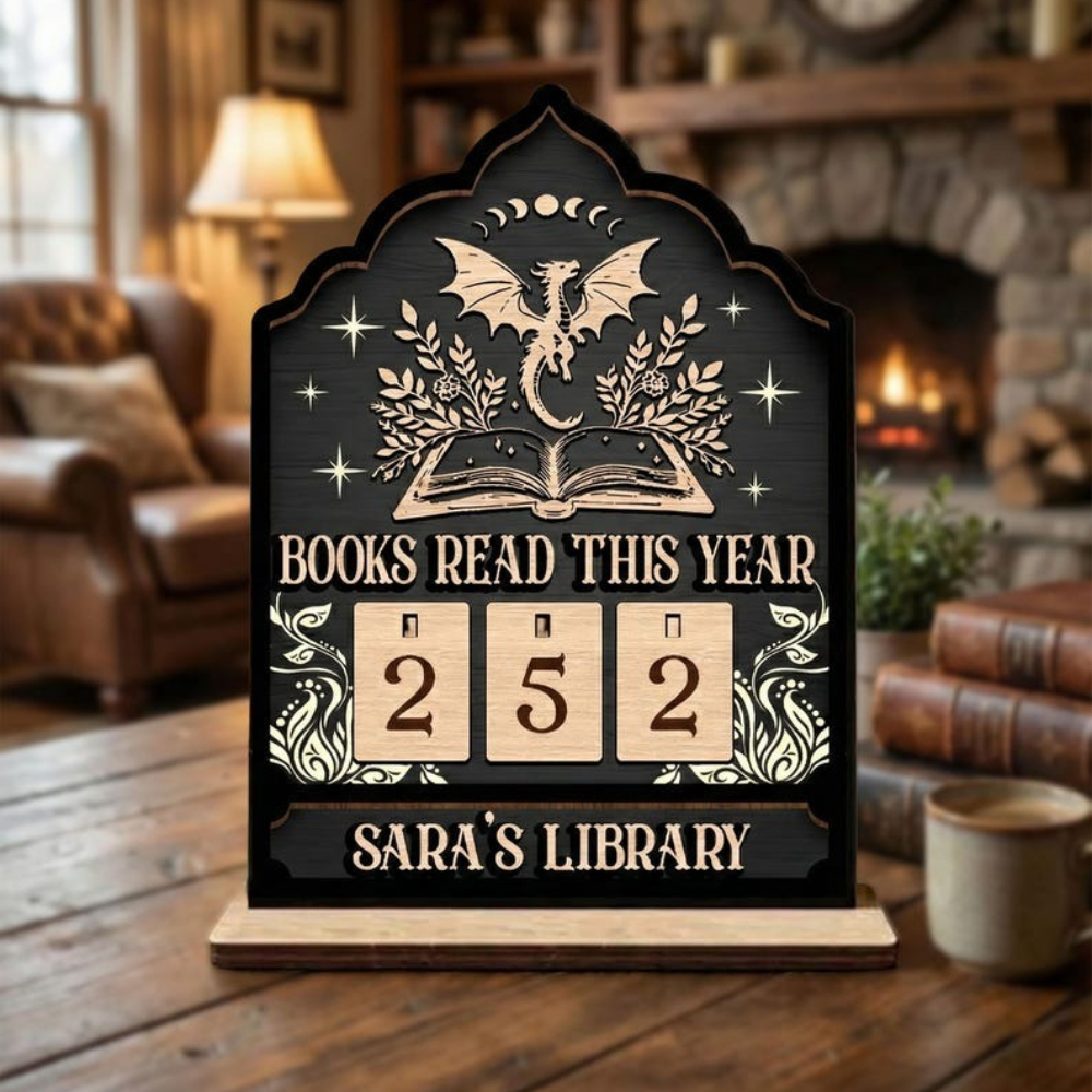 TEMU Personalized Sign, Reading Goal Counter, Book Lovers Gift, Custom Library Sign, Lover & Reader Gift