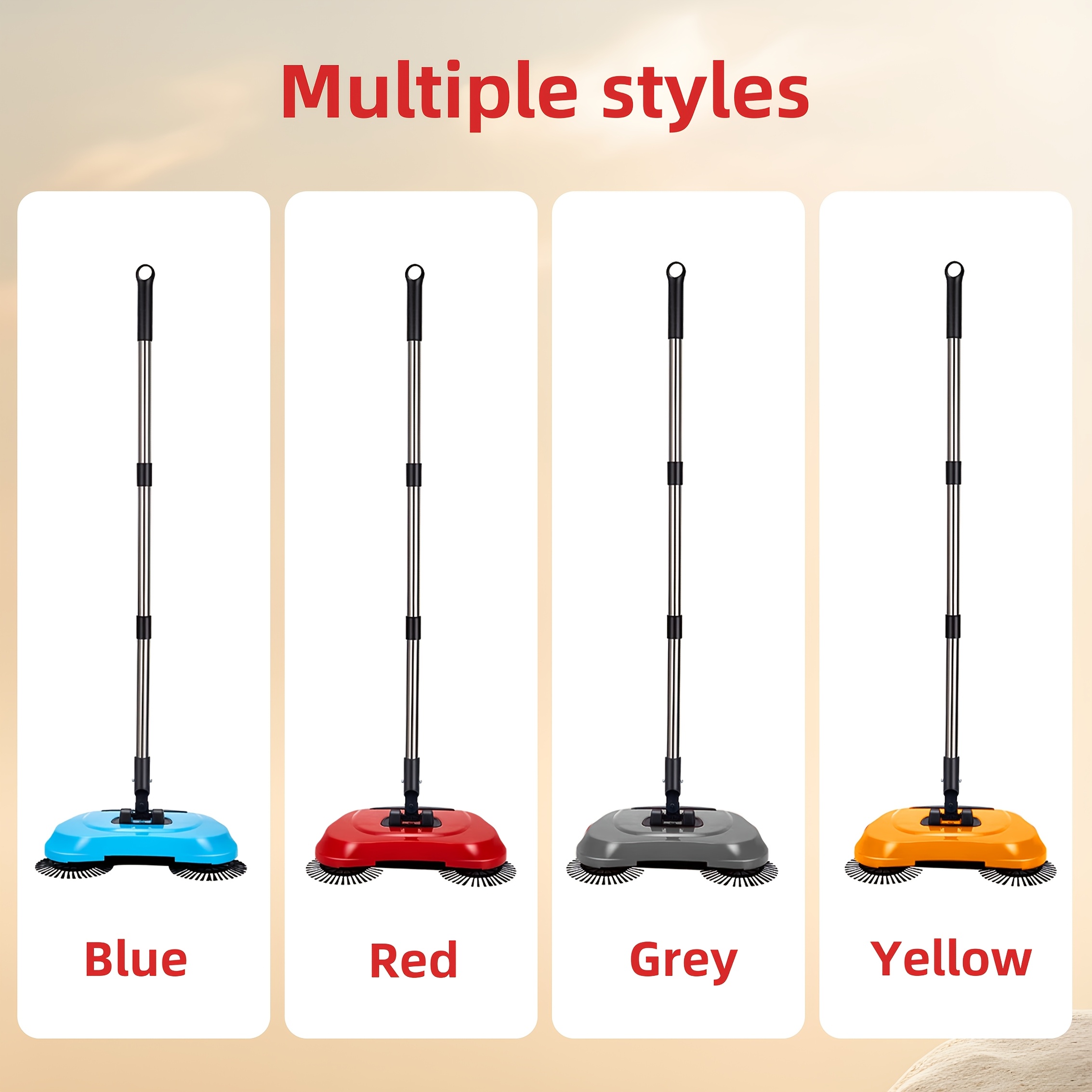 3-in-1 Cordless Dust Push Broom, Dustpan, and Mop Combo, Vacuum Cleaner Set, Long Handle Design, Durable Plastic, Suitable for Hardwood Floors and Tiles - Space-Saving Multi-Functional Household Cleaning Tool, Efficient Design, Easy to Clean Pet Hair