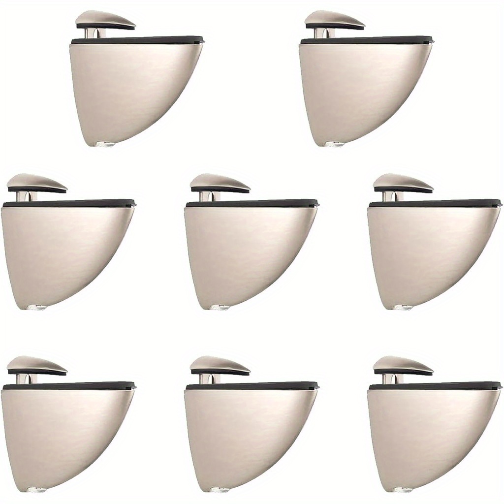 Image of [random Color Of Accessories]8pcs Glass Support, 0.5-1.8cm Alloy Brushed Nickel Finish Adjustable Glass And Wooden Shelf Bracket