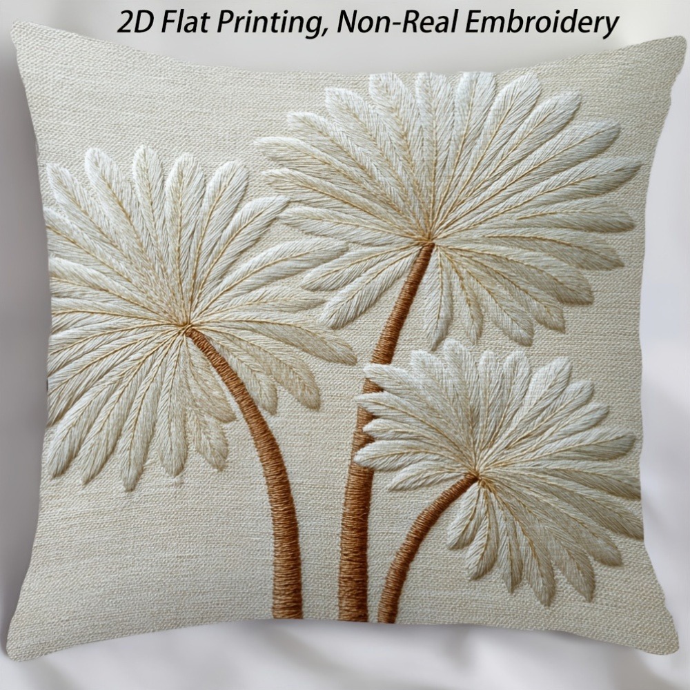 1pc 40x40cm Velvet Cushion Cover Bohemian Dried Palm Leaves Print Throw Pillow Case For Neutral Home Decor Pillow Insert Not Included. Features A Zipper Closure. A Perfect Gift For